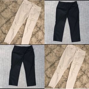 ✨ distressed jeans + cropped trousers